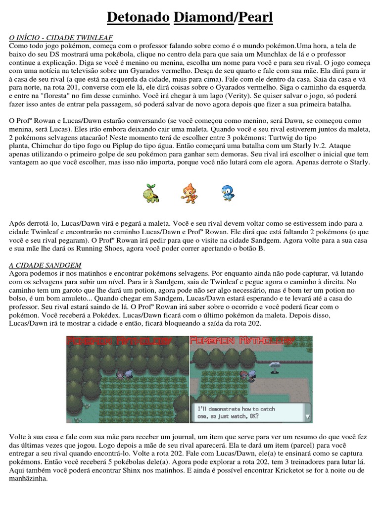 Detonado Diamond Pearl, PDF, Pokémon